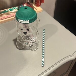 Starbucks Clear Bear Cup with Teal Lid